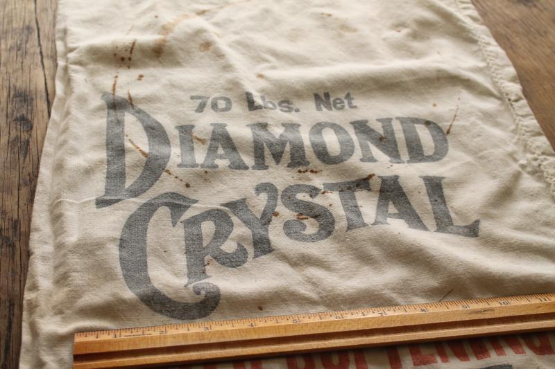 photo of vintage cotton feed sack, Diamond Crystal salt sack w/ printed graphics #3