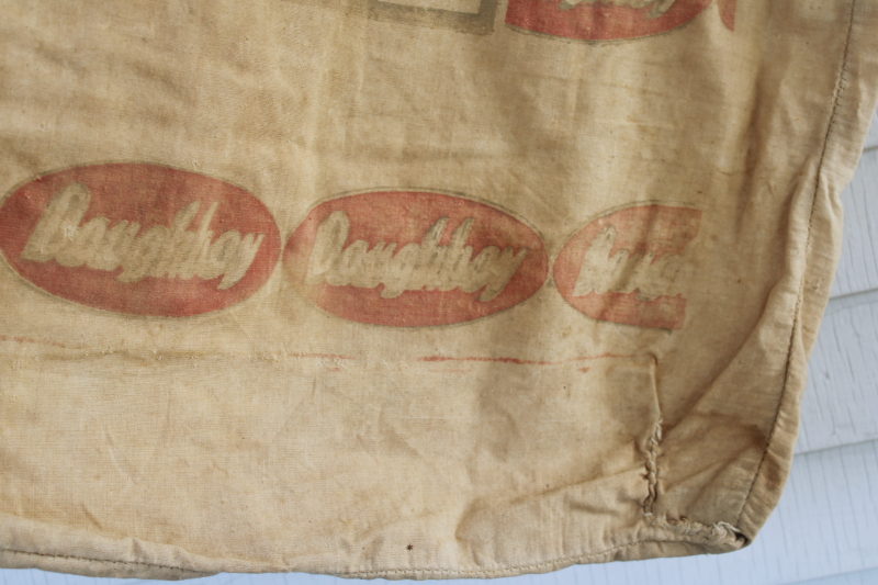 photo of vintage cotton feed sack Doughboy molasses feed farm grain bag, faded worn advertising print  #3