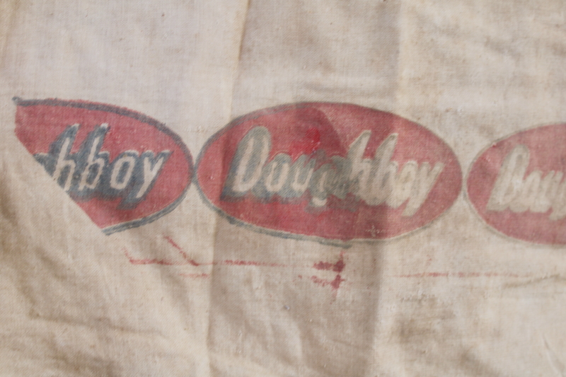 photo of vintage cotton feed sack Doughboy molasses feed farm grain bag, faded worn advertising print  #4