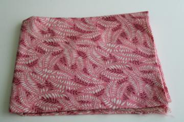 catalog photo of vintage cotton feed sack fabric, antique pink fern print Victorian style