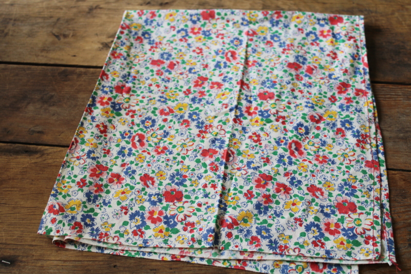 photo of vintage cotton feed sack fabric, colorful floral print kitchen towel never used  #1