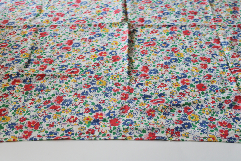 photo of vintage cotton feed sack fabric, colorful floral print kitchen towel never used  #3