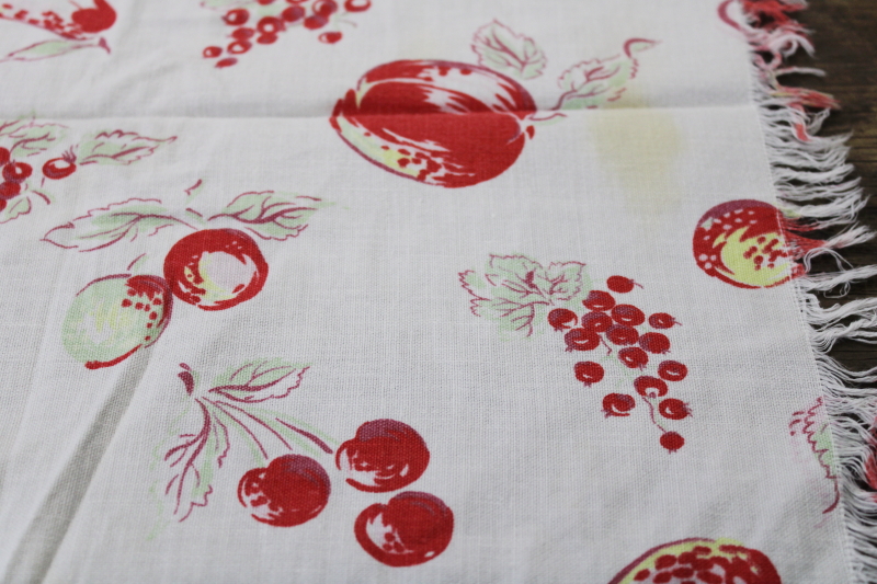 photo of vintage cotton feed sack fabric w/ fruit print, currants, cherries, apples, pears #2