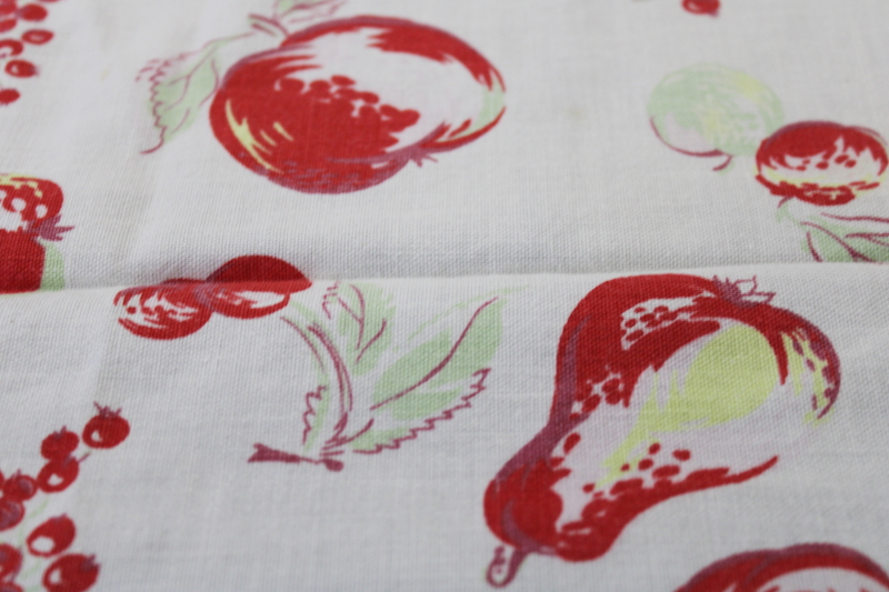 photo of vintage cotton feed sack fabric w/ fruit print, currants, cherries, apples, pears #4