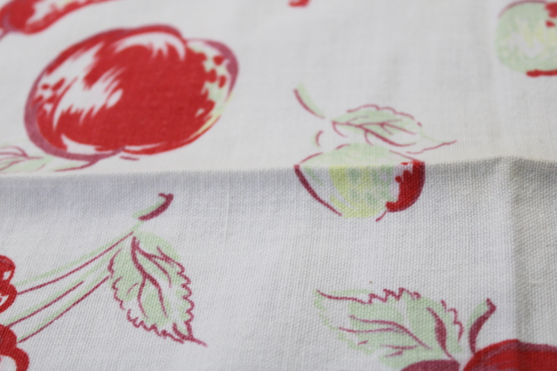 photo of vintage cotton feed sack fabric w/ fruit print, currants, cherries, apples, pears #5