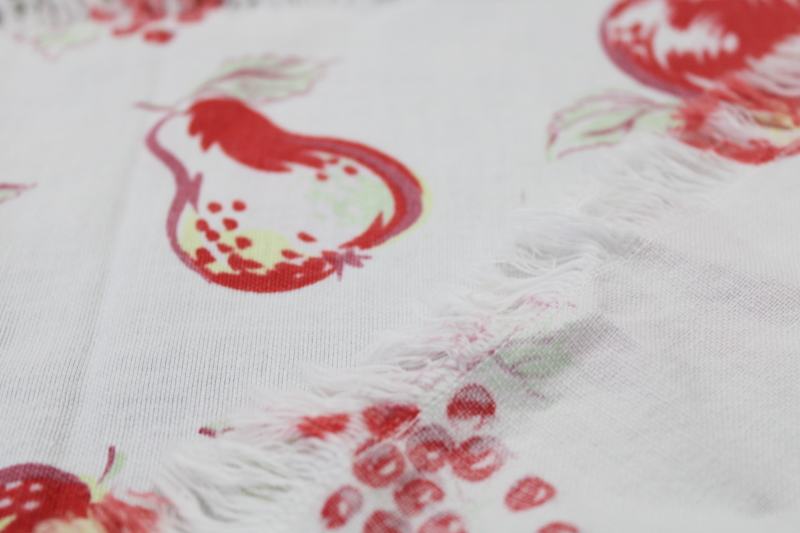 photo of vintage cotton feed sack fabric w/ fruit print, currants, cherries, apples, pears #6