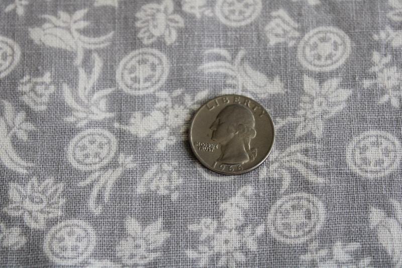 photo of vintage cotton feed sack fabric, grey and white floral print small flowers #2