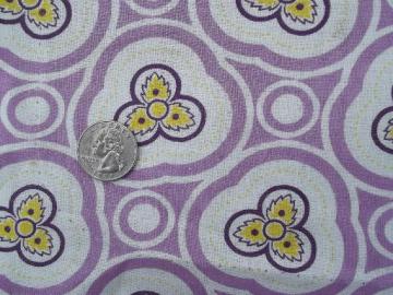 catalog photo of vintage cotton feed sack fabric, lavender / yellow quilting print