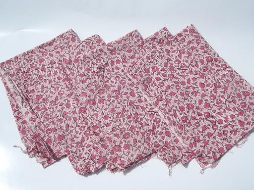 photo of vintage cotton feed sack fabric, matched sacks lot in rose red & white  print  #1