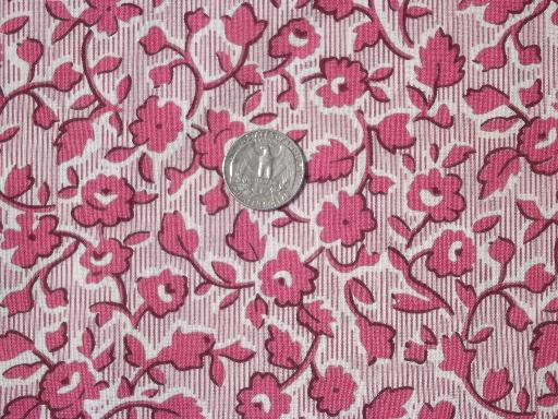 photo of vintage cotton feed sack fabric, matched sacks lot in rose red & white  print  #2