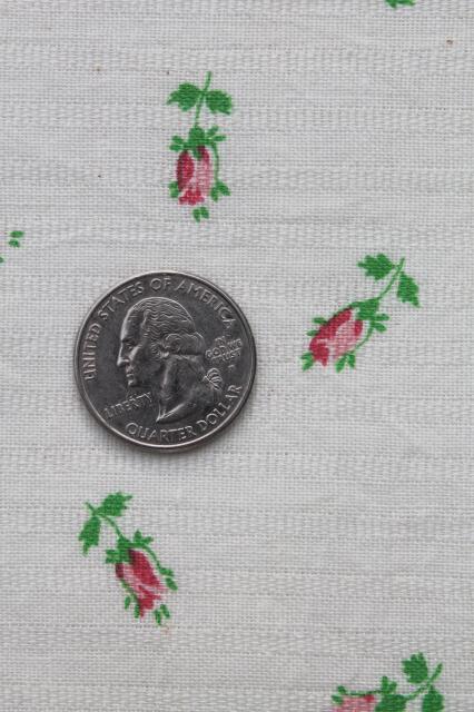 photo of vintage cotton feed sack fabric w/ pink roses prints, floral on brown & rosebud border print  #5