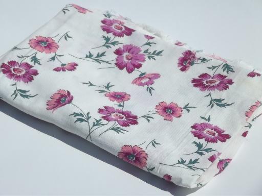 photo of vintage cotton feed sack fabric, purple asters floral print #1