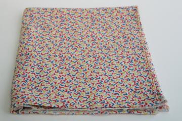 catalog photo of vintage cotton feed sack fabric, retro mid-century confetti print bright colors