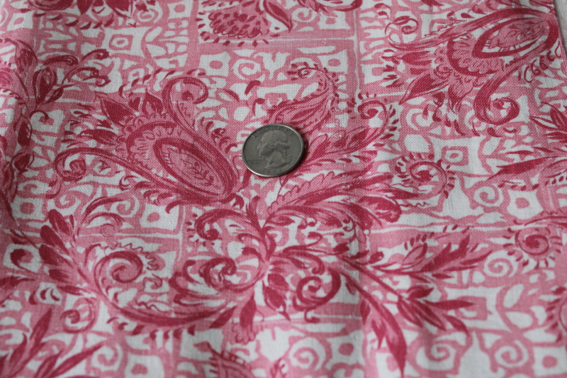 photo of vintage cotton feed sack fabric, rose & pink floral print on white  #1