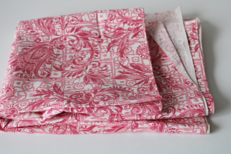 photo of vintage cotton feed sack fabric, rose & pink floral print on white  #3