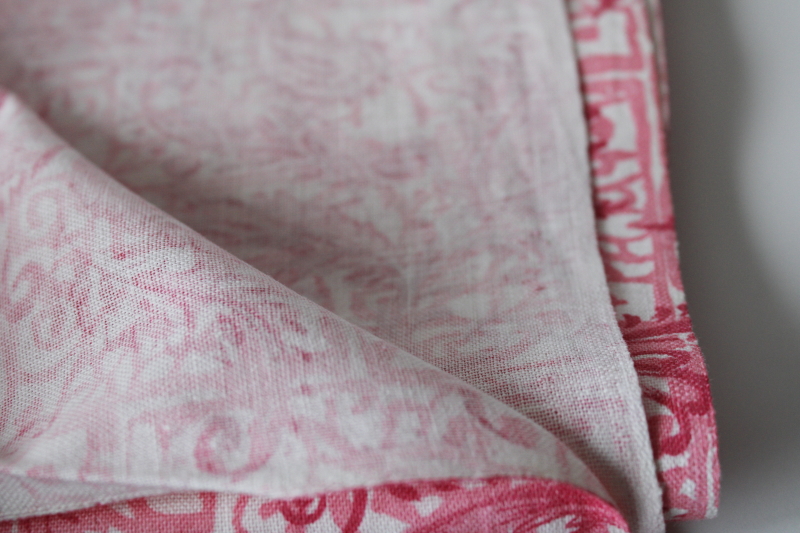 photo of vintage cotton feed sack fabric, rose & pink floral print on white  #4