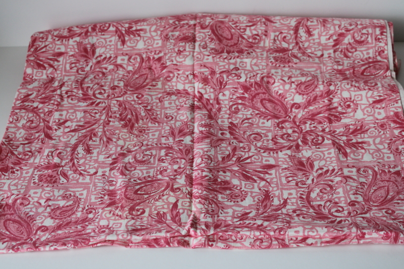 photo of vintage cotton feed sack fabric, rose & pink floral print on white  #5