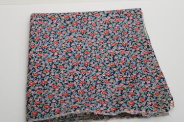 catalog photo of vintage cotton feed sack fabric, tiny ditsy floral print on navy blue