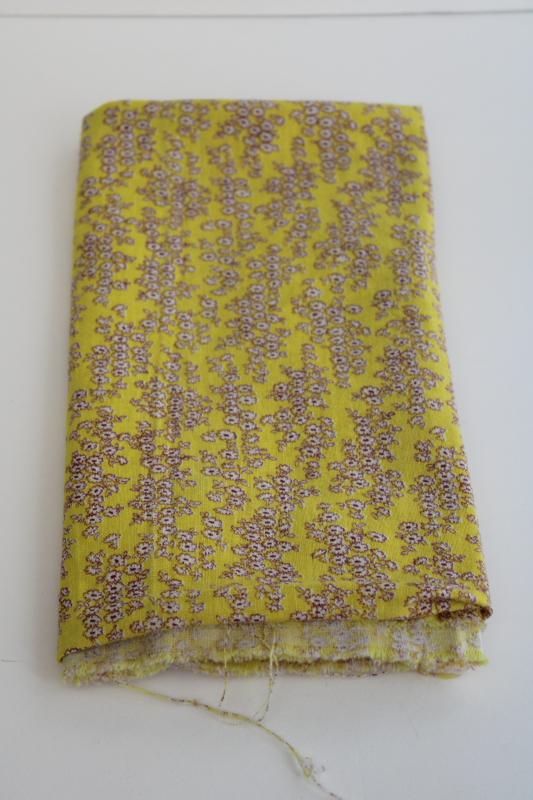 photo of vintage cotton feed sack fabric, tiny floral print flowers on golden yellow #6