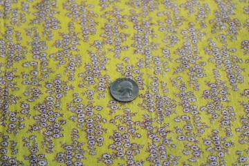 catalog photo of vintage cotton feed sack fabric, tiny floral print flowers on golden yellow