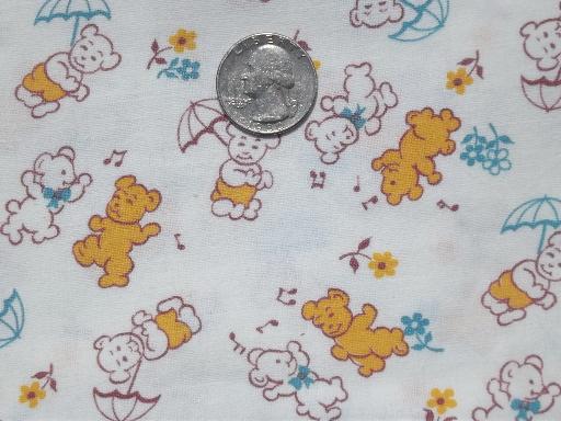 photo of vintage cotton feedsack, baby print dancing bears novelty fabric #1