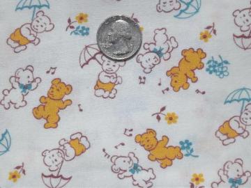 catalog photo of vintage cotton feedsack, baby print dancing bears novelty fabric