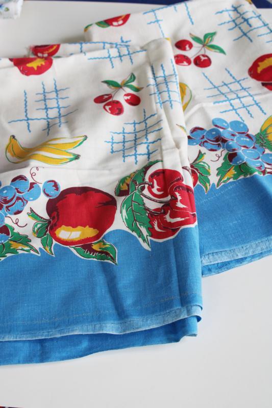 photo of vintage cotton feedsack fabric, bright fruit border print nice for kitchen linens #7