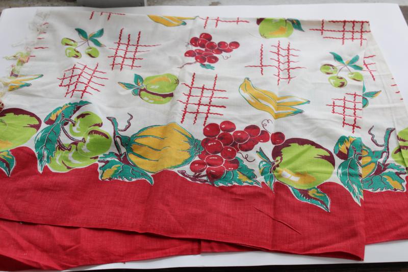 photo of vintage cotton feedsack fabric, bright fruit border print nice for kitchen linens #3