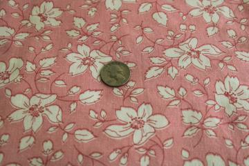 catalog photo of vintage cotton feedsack fabric, floral print apple blossom pink & white