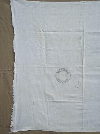 photo of vintage cotton feedsack fabric, primitive flour sack w/ old Red Wing logo #3