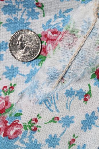 photo of vintage cotton feedsacks w/ chain stitching, matching prints for quilting fabric or pillowcases #3