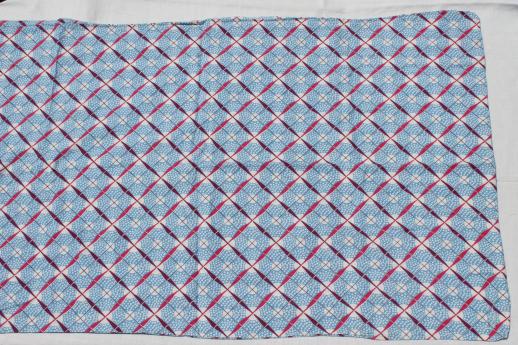 photo of vintage cotton feedsacks w/ chain stitching, matching prints for quilting fabric or pillowcases #4