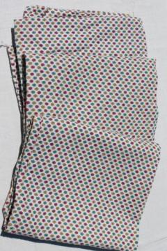 catalog photo of vintage cotton feedsacks w/ chain stitching, matching prints for quilting fabric or pillowcases