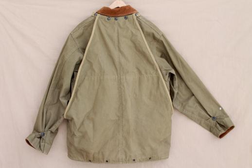 photo of vintage cotton field coat, 40s 50s Hinson label hunting / fishing jacket w/ game pocket #5