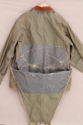 photo of vintage cotton field coat, 40s 50s Hinson label hunting / fishing jacket w/ game pocket #6