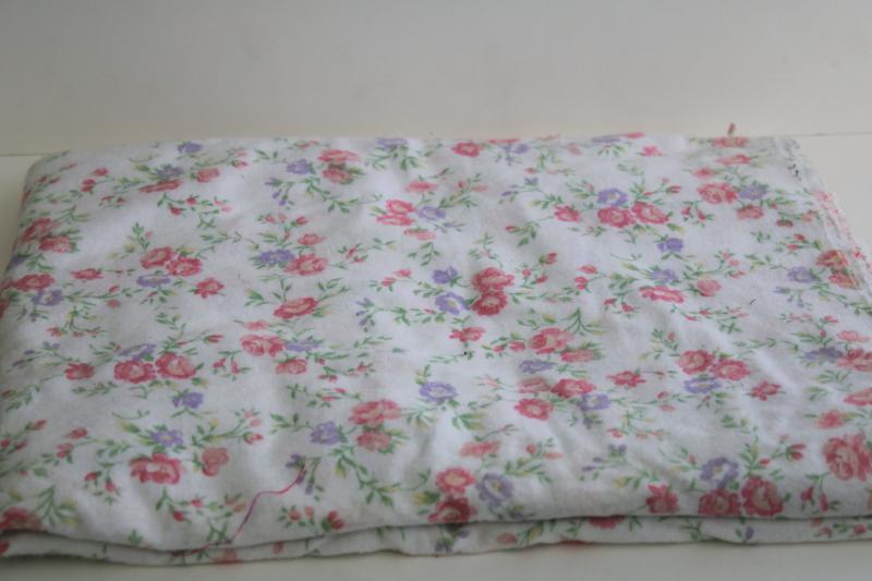 photo of vintage cotton flannel fabric w/ granny chic flowered print, lavender & pink floral #2