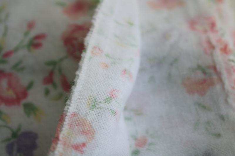 photo of vintage cotton flannel fabric w/ granny chic flowered print, lavender & pink floral #3