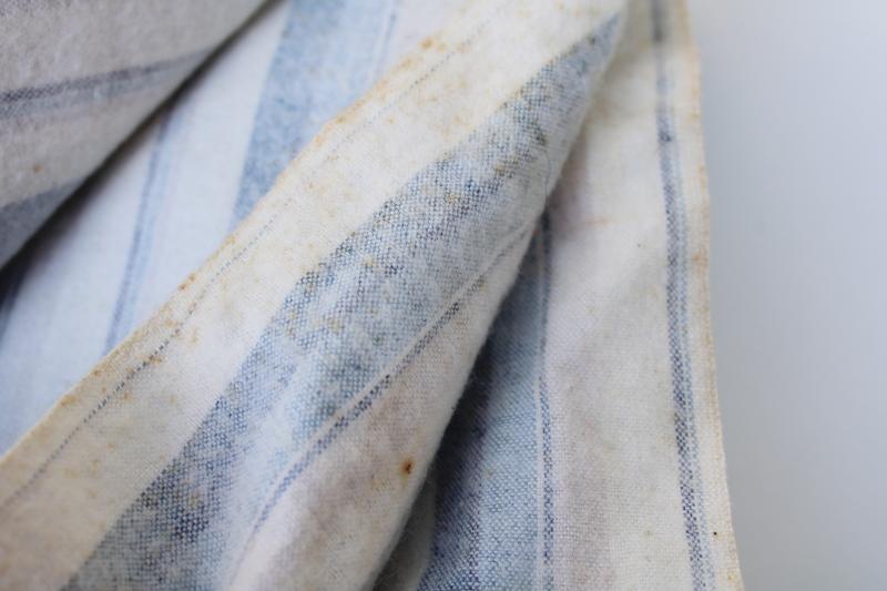 photo of vintage cotton flannel fabric, mid-century menswear blue grey white pajamas stripe #2