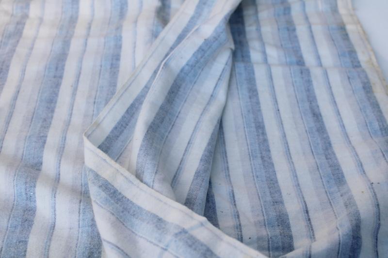 photo of vintage cotton flannel fabric, mid-century menswear blue grey white pajamas stripe #3