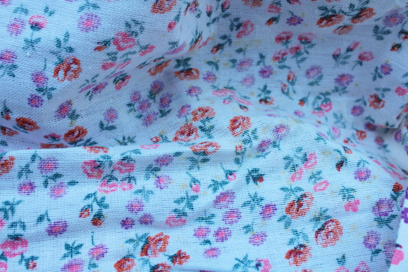 photo of vintage cotton flannel fabric, prairie girl granny country chic floral print #4