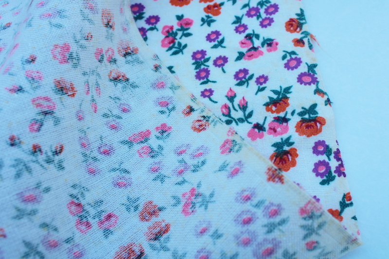 photo of vintage cotton flannel fabric, prairie girl granny country chic floral print #9