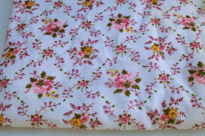 photo of vintage cotton flannel fabric, prairie girl granny country chic floral print #1