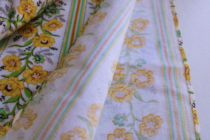 photo of vintage cotton flannel fabric, prairie girl granny floral flowered stripe print #2