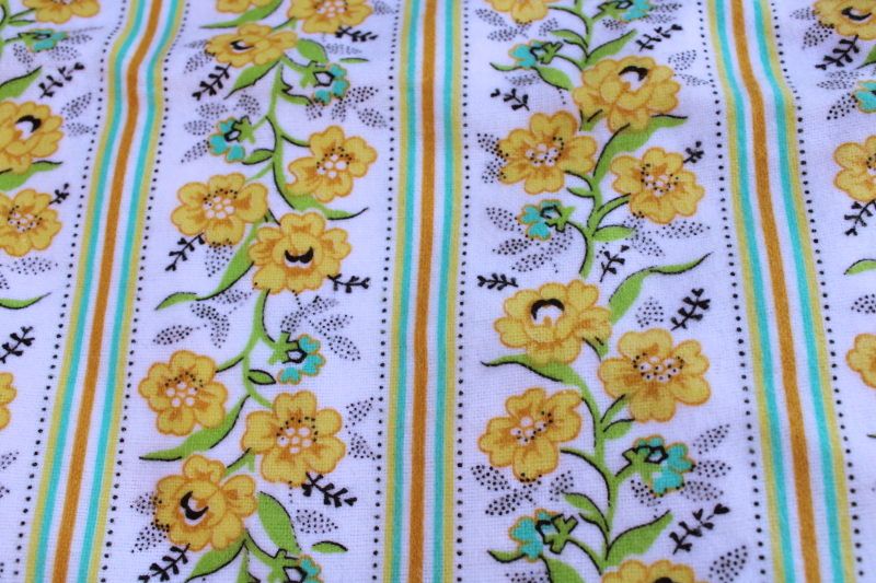 photo of vintage cotton flannel fabric, prairie girl granny floral flowered stripe print #3