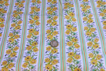 catalog photo of vintage cotton flannel fabric, prairie girl granny floral flowered stripe print