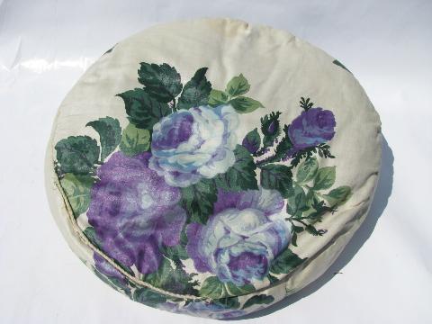 photo of vintage cotton floral print throw pillows lot, roses on black etc. #2