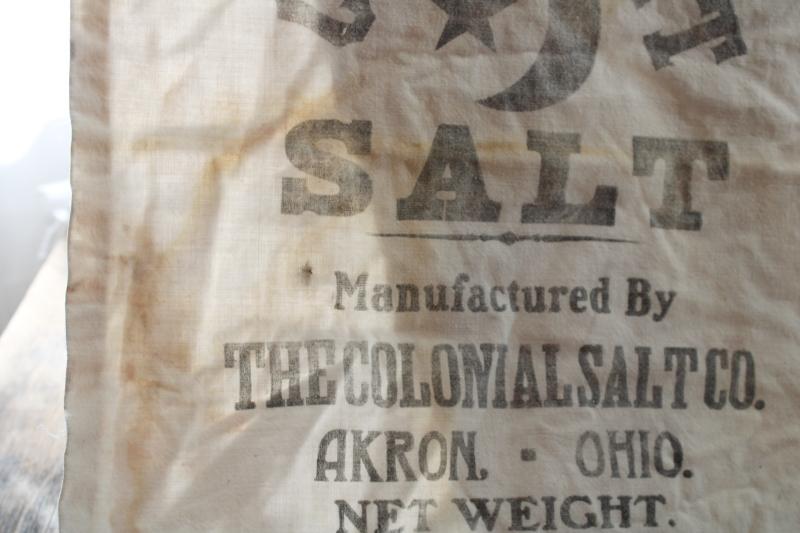 photo of vintage cotton flour sack fabric, printed Crescent Colonial Salt Akron Ohio #3