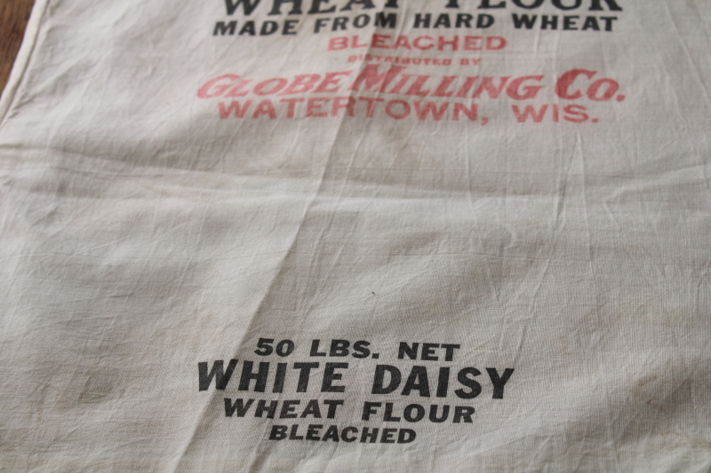 photo of vintage cotton flour sack w/ original old White Daisy printed advertising graphics #4