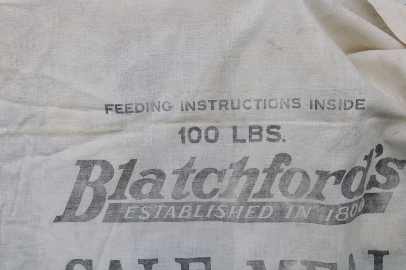 photo of vintage cotton flour sack towel, farmhouse kitchen feedsack fabric advertising calf meal #4