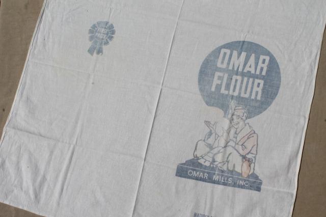 photo of vintage cotton flour sack towels made from authentic old sacks w/ print advertising graphics #4